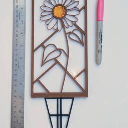 Daisy Trellis For Houseplants, Plant Support, 3D Printed, Unique Alcohol Ink Center - thumbnail 3