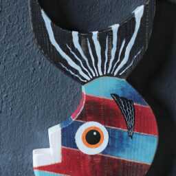 Wooden Fish Wall Art - Coastal Decor Beach House Decoration Nautical Wood Sculpture Handmade Rustic Hangingwood - thumbnail 2