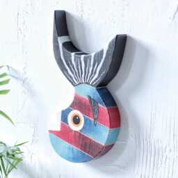 Wooden Fish Wall Art - Coastal Decor Beach House Decoration Nautical Wood Sculpture Handmade Rustic Hangingwood - thumbnail 3