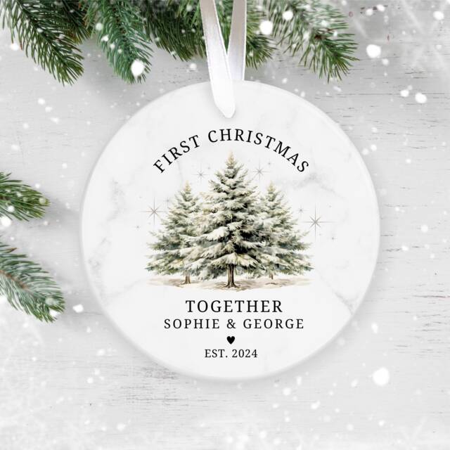 Personalised First Christmas Together Ornament, 1st Together, Ceramic Decoration, New Couple Gift, Keepsake Bauble - image 1