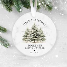 Personalised First Christmas Together Ornament, 1st Together, Ceramic Decoration, New Couple Gift, Keepsake Bauble - thumbnail 2