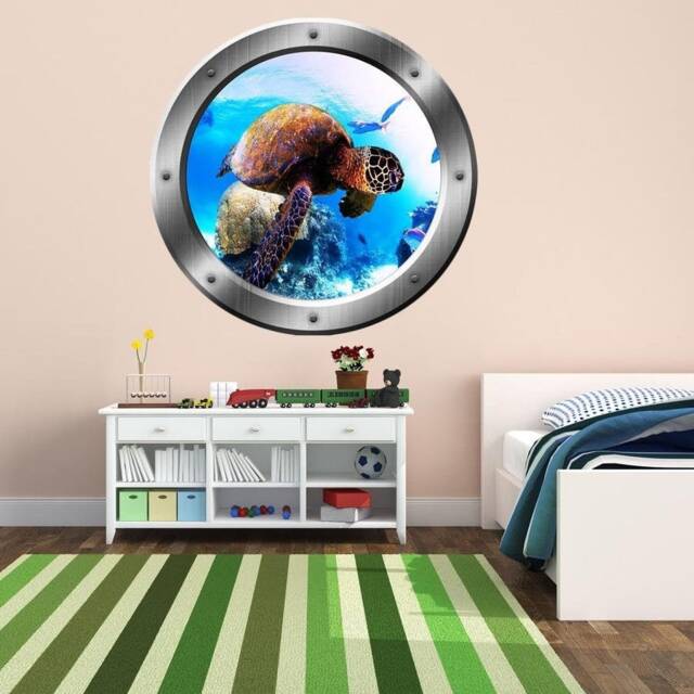 Sea Turtle Window Porthole Ocean Wall Decal - Vwaq Po15