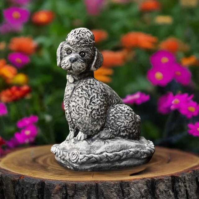Concrete Poodle Statue Stone Sitting Dog Figurine Garden Pet Memorial Sculpture Cement Yard Art Outdoor Animal Ornament Dog Lover Gift - image 1
