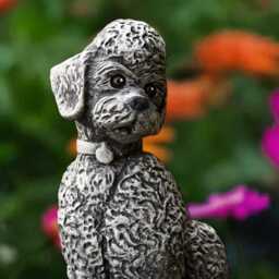 Concrete Poodle Statue Stone Sitting Dog Figurine Garden Pet Memorial Sculpture Cement Yard Art Outdoor Animal Ornament Dog Lover Gift - thumbnail 4