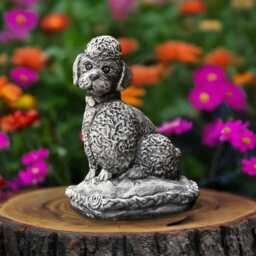 Concrete Poodle Statue Stone Sitting Dog Figurine Garden Pet Memorial Sculpture Cement Yard Art Outdoor Animal Ornament Dog Lover Gift - thumbnail 1