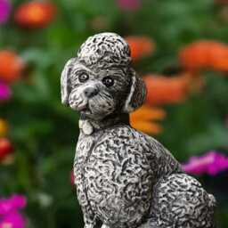 Concrete Poodle Statue Stone Sitting Dog Figurine Garden Pet Memorial Sculpture Cement Yard Art Outdoor Animal Ornament Dog Lover Gift - thumbnail 2