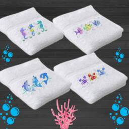 Personalized Embroidered Towel Under The Sea, 100% Cotton - thumbnail 1