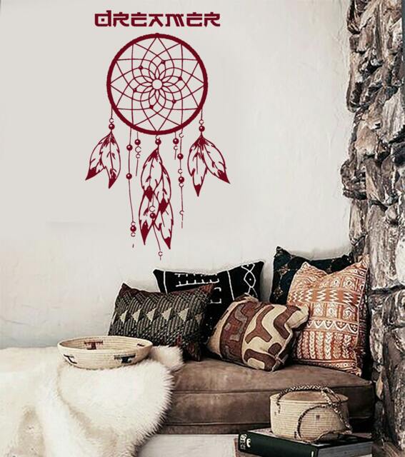 Wall Vinyl Decal Bedroom Decor Dream Catcher Quote Lakota Dreamer Modern Ethnic Home Art - #1082Dz - image 1