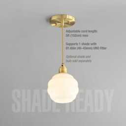 Silver Nickel 1-Light Pendant - Robust Brass Socket For Hanging Lamp Shade Hardwired & Plug-In Options - thumbnail 4