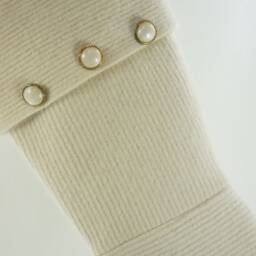 Christmas Stocking Wool Felt Almond Off White Cream Ooak Faux Pearl Buttons Recycled Repurposed Sweater Upcycled 274 - thumbnail 2