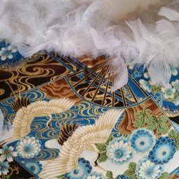 Feathered Blue Brown Throw Pillow Cranes Rhinestones Gold Fancy Decorative Accent Add A Splash Of Color - thumbnail 3
