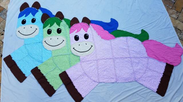 Handmade Horse Quilt Cozy Flannel Baby Blanket - image 1
