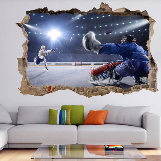 Ice Hockey Rink Players Wall Decal Sticker Mural Home Office Bedroom Decor Sports Fb12