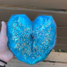 Resin Heart, Blue Stars & Gold Heart Glitter, Valentine's Day - thumbnail 2