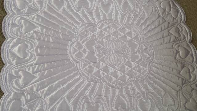 Silky Blanket, Satin Blessing Baptism Quilt, White Gift - image 1