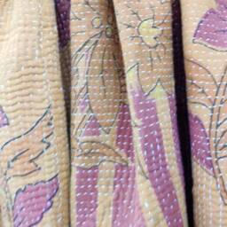 Vintage Kantha Quilt Hand-stitched Indian Throw Blanket - thumbnail 3