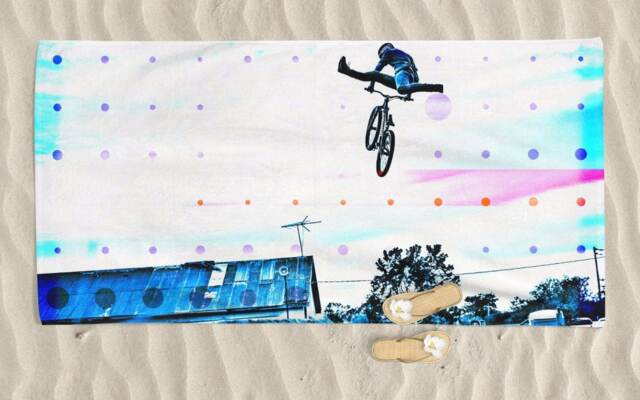 Bike Blotter Beach Towel, Mountain Art, Cyclist Gift - image 1