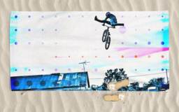 Bike Blotter Beach Towel, Mountain Art, Cyclist Gift - thumbnail 1