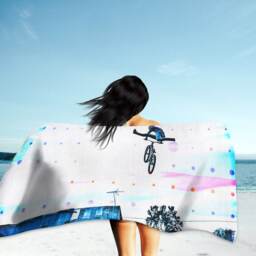 Bike Blotter Beach Towel, Mountain Art, Cyclist Gift - thumbnail 2