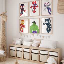 Web Heroes Kids Room Prints - Set Of 6, Superhero Wall Art, Printed Or Framed - thumbnail 2