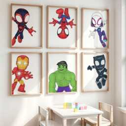 Web Heroes Kids Room Prints - Set Of 6, Superhero Wall Art, Printed Or Framed - thumbnail 3