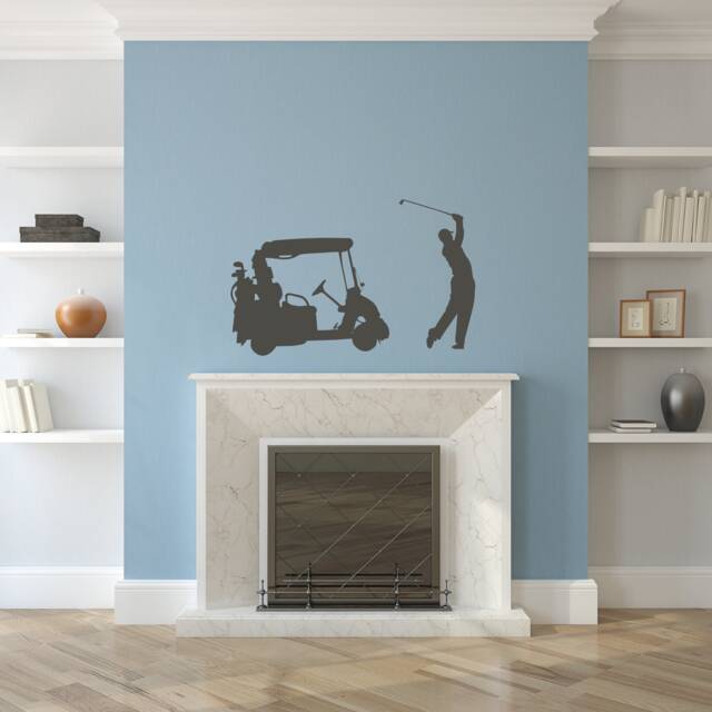 Golf Wall Art, Golfing Decorations, Cart Sticker, Gifts For Golfers, Sports Silhouette, Mancave Decal, Office Decor - image 1