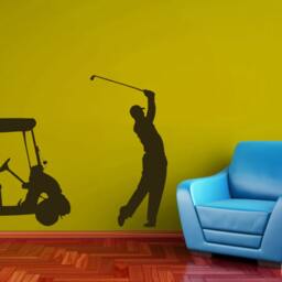 Golf Wall Art, Golfing Decorations, Cart Sticker, Gifts For Golfers, Sports Silhouette, Mancave Decal, Office Decor - thumbnail 2