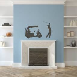 Golf Wall Art, Golfing Decorations, Cart Sticker, Gifts For Golfers, Sports Silhouette, Mancave Decal, Office Decor - thumbnail 1