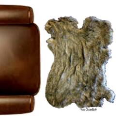 Faux Rabbit Fur Area Rug - Light Gray Pelt Shape, Usa Made - thumbnail 1
