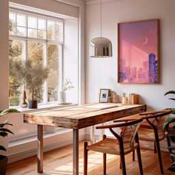 Lofi Cityscape Art Print, Pastel Pink Purple Wall Decor, Vaporwave Poster - thumbnail 3