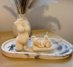 Handmade Soy Wax Candle Set Pregnant Woman, Sleeping Baby, Baby Shoes - thumbnail 1