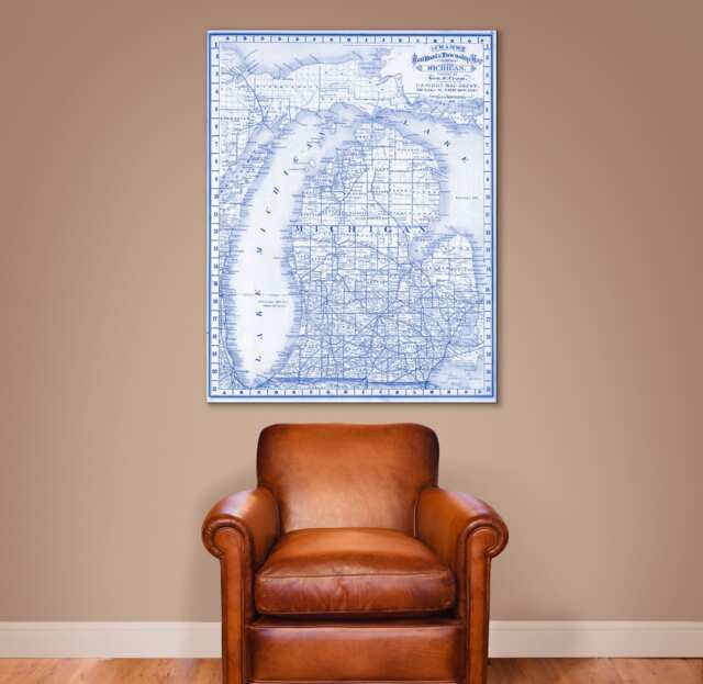 Antique Map Of Michigan Print Vintage Wall Art - image 1