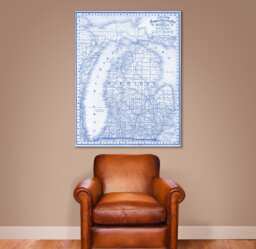 Antique Map Of Michigan Print Vintage Wall Art - thumbnail 1