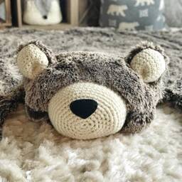 Large Brown Bear Rug With Faux Fur For Woodland Animal Nursery Decor - thumbnail 3