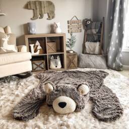 Large Brown Bear Rug With Faux Fur For Woodland Animal Nursery Decor - thumbnail 2