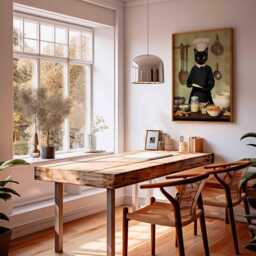 Chef Cat Poster, Funny Kitchen Wall Art, Black Cooking Print - thumbnail 2
