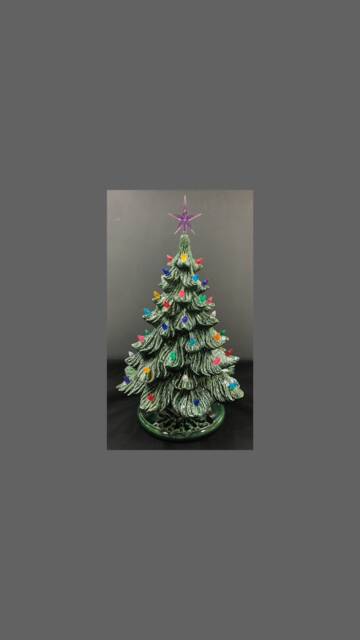 Ceramic Christmas Tree - Purple Star - image 1
