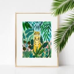 Tiger Print, Safari Animal Art, Tropical Wall Jungle Nursery Decor, College Dorm Decor For Girls, Tiger Gifts, Big Cat Gardener - thumbnail 2