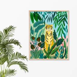 Tiger Print, Safari Animal Art, Tropical Wall Jungle Nursery Decor, College Dorm Decor For Girls, Tiger Gifts, Big Cat Gardener - thumbnail 3