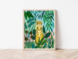 Tiger Wall Art Print Safari Animal Decor, Jungle Nursery Artwork, Tropical Big Cat Dorm Room Poster