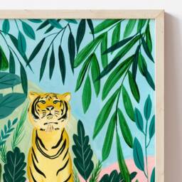 Tiger Wall Art Print Safari Animal Decor, Jungle Nursery Artwork, Tropical Big Cat Dorm Room Poster - thumbnail 4