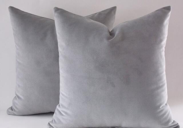 Set Of 2 Velvet Grey Pillow Covers Decorative Throw Pillows - image 1