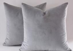 Set Of 2 Velvet Grey Pillow Covers Decorative Throw Pillows - thumbnail 1