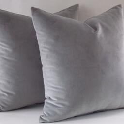 Set Of 2 Velvet Grey Pillow Covers Decorative Throw Pillows - thumbnail 2