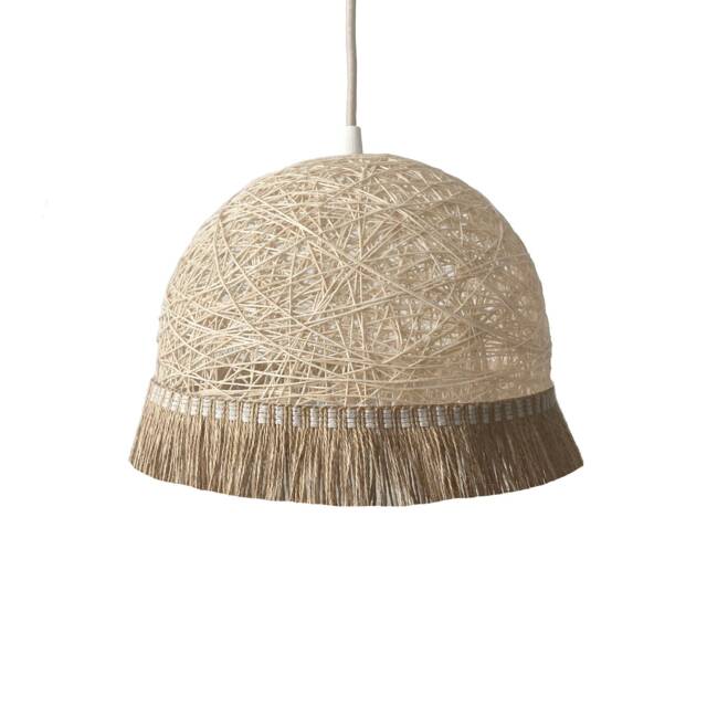 Pendant Light Fringe, Jute Pendant Light, Lighting Boho Style, Fringe Modern Hanging Lamp, Ceiling Boho Decor - Jute I - image 1