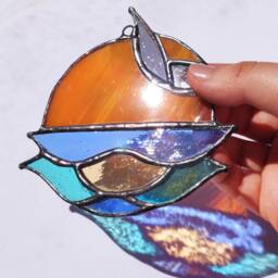 Summer Glass Hanging Decoration [Sunrise] Stained Glass, Ornament, Window Decoration, Wall Hanging, Home Decor Gift - thumbnail 2