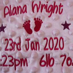 Personalised Baby Blanket Luxury Bubble Style Pink Round Font Name Date Time Weight Print - thumbnail 2
