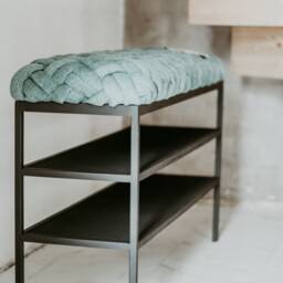 Mudroom Bench With Storage, Metal Shoe Rack Cabinet For Entryway - thumbnail 3