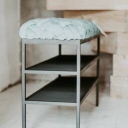 Mudroom Bench With Storage, Metal Shoe Rack Cabinet For Entryway - thumbnail 2