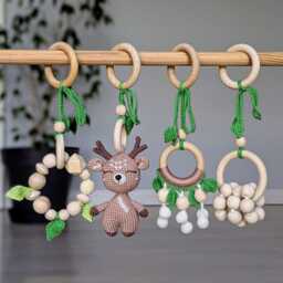 Crochet Deer Baby Gym Toy Set Woodland Sensory Toys - thumbnail 2